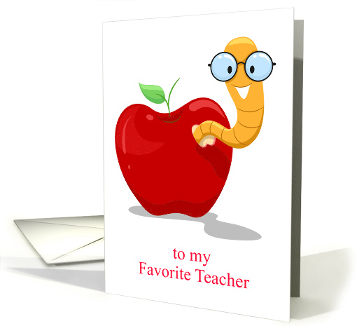 Favorite Teacher Appreciation Day Worm Wearing Glasses in Apple card