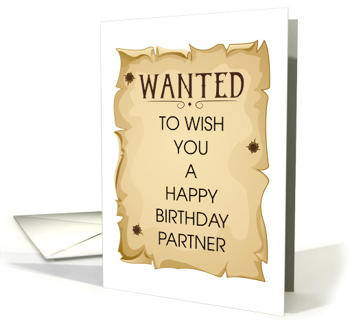 Country Western WANTED To Wish You Happy Birthday Partner card