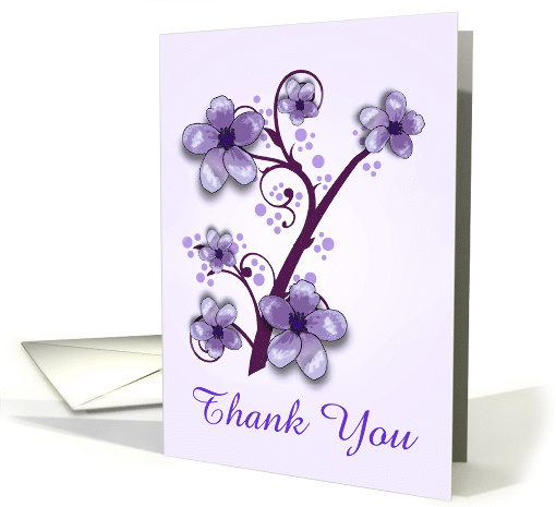 Thank You Card/Purple and Violet Floral Design/Custom/Blank card