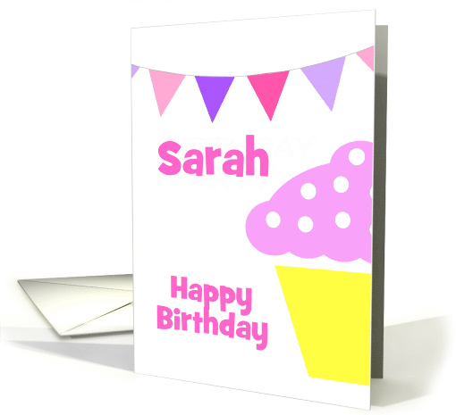 Happy Birthday/Cupcake/Custom Name Card For Girls card (1289012)
