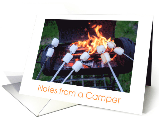 Roasting Marshmallow on Campfire Camp Notes card (1296260)