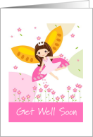Get Well Soon Wishes From The Hospital Fairy With Cute Pink Flowers card