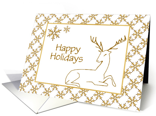 Christmas Card with Gold Reindeer and snowflakes/Custom card (1305720)