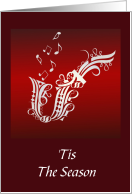 Christmas Trumpet And Musical Notes Tis The Season card