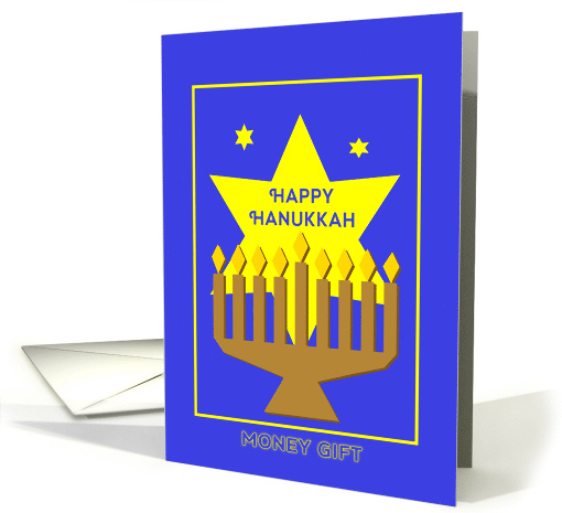 Happy Hanukkah Money Gift Card With Menorah and Star card (1346266)