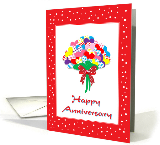 Happy Anniversary-For Couple-Colorful Hearts Bouquet card (1373128)