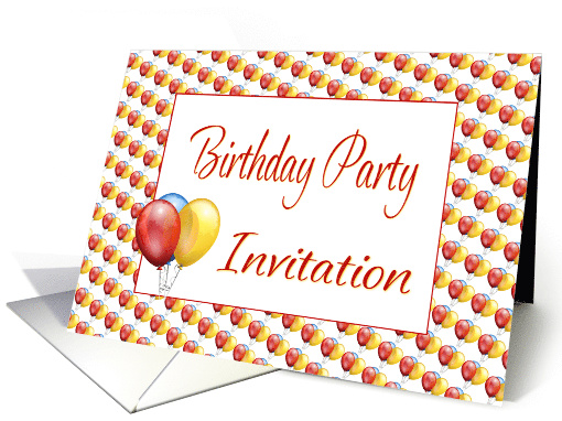 Birthday Party Invitation With Balloons card (1373144)