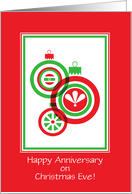 Anniversary on Christmas Eve-Red And Green Ornament Design-Custom card