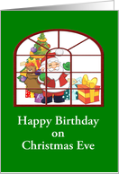Birthday on Christmas Eve-Santa and Bag Of Toys-Custom card