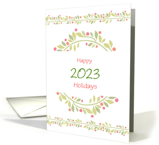 Christmas Holly Berries Wreath and Garland 2023 Custom card (1413030)
