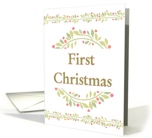 First Christmas-Holly Wreath and Berries-Wreath and Garland card