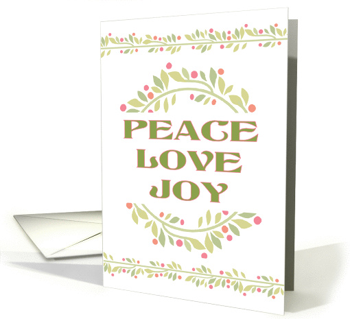 Peace Love Joy-Holly Wreath and Berries-Wreath and Garland card