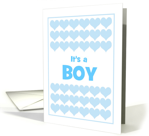It's A Boy Baby Announcement With Blue Hearts-Custom card (1424210)