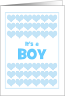 It’s A Boy Baby Announcement With Blue Hearts-Custom card