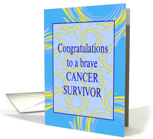 Cancer Remission Congratulations With Yellow and Blue Swirls card