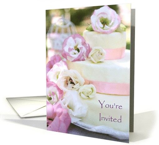Invitation To A Summer Wedding With Cake And Flowers card (1463008)