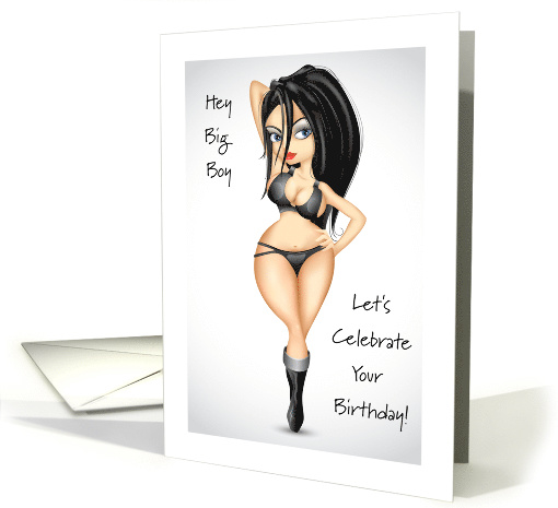 Sexy Lady In Boots And Lingerie For Birthday Art Nouveau card