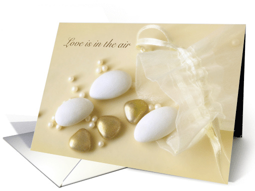 White Lace Wedding Welcome Gift Bag With Gold Heart card (1543980)