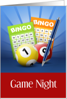 Invitation To Game Night With Cue Balls And Bingo Cards