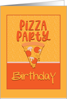 Pizza Birthday Party Invitation Piece Of Pizza And Dripping Cheese card