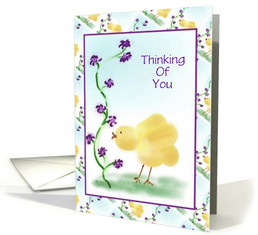 Thinking Of You/Chick With Purple Flowers/Custom card (292295)