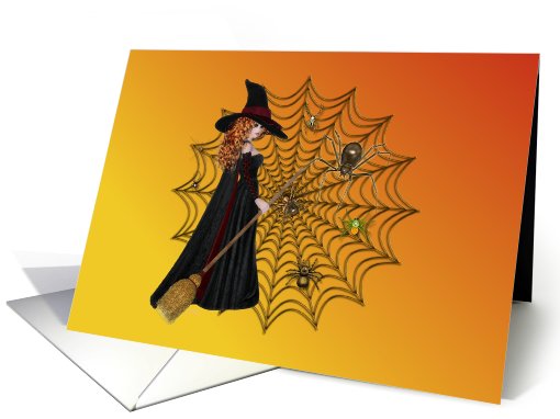 Happy Halloween-Witch-Spiders-Web card (500844)