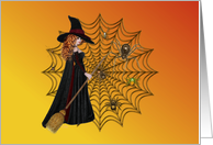Happy Halloween-Witch-Spiders-Web card