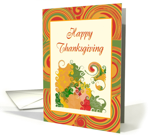 Happy Thanksgiving With Fall Colored Swirls card (522147)