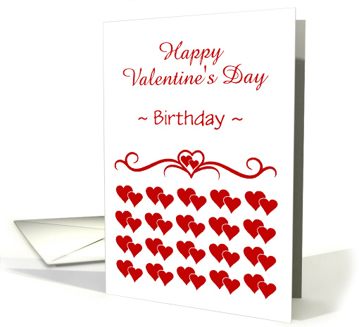 Happy Birthday-On Valentine's Day-Hearts-Red card (540546)