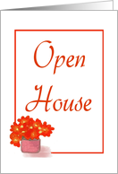 Open House Party-Orange Painted Flowers In Flower Pot-Graphic Art card