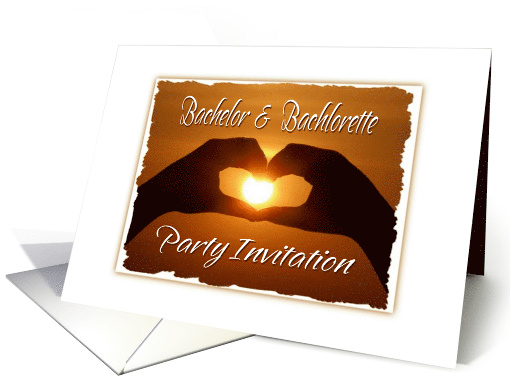Bachelor & Bachelorette Party Invitation Sunset And Heart card