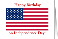Happy Birthday On 4th Of July America Flag card