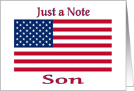 Just A Note For Son Patriotic American Flag card