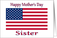 Mother’s Day For Sister With Patriotic American Flag card