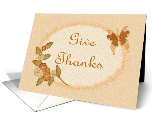 Thanksgiving-Give Thanks-Fall Foliage-Butterfly-Digital Design card