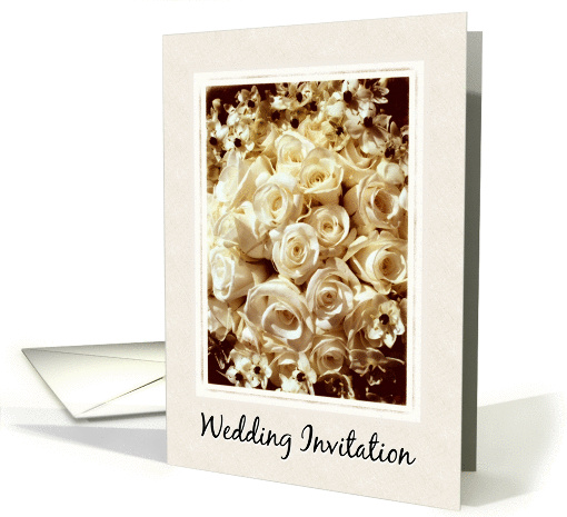 Elegant White Roses Bouquet-Wedding Invitation card (722587)