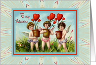 To My Valentine-Valentine Cherubs-Hearts card