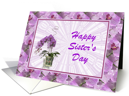 Happy Sisters Day-Purple Flowers-Mosaic Border-Custom card (767157)