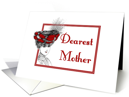 Mother's Day-For Mother-Vintage-Victorian Lady In Red Hat card