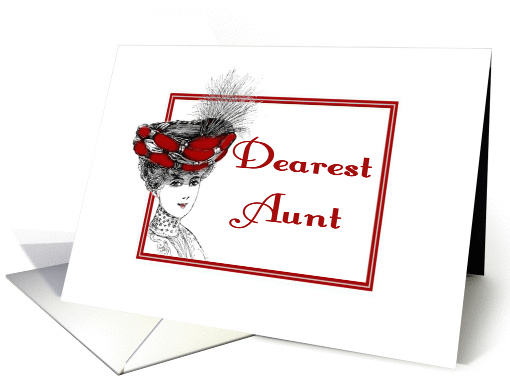 Mother's Day-For Aunt-Vintage-Victorian Lady In Red Hat card (795896)