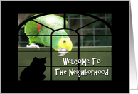 Neighborhood Welcome-Parrot-Cat Silhouette card