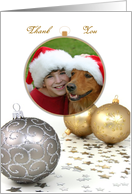 Thank You For The Christmas Gift Ornaments Stars And Photo Placement card