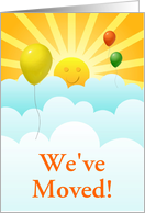 We’ve Moved Sunshine Happy Face With Balloons In Clouds card
