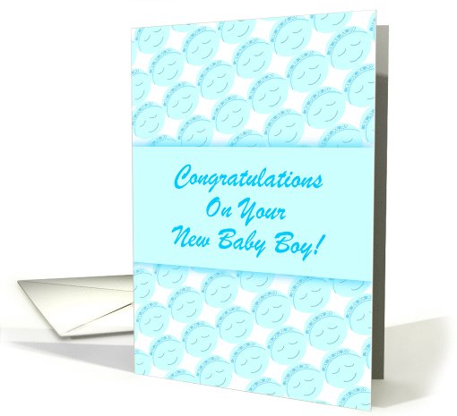 Congratulations-New Baby Boy-Blue Happy Faces-Custom card (922349)