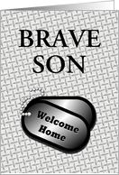 Welcome Home From The Military Dog Tags-For Son card