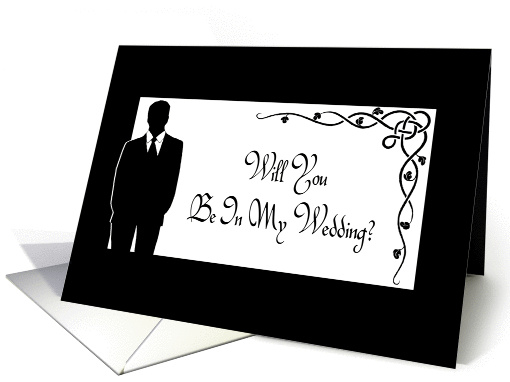 Invitation-Be In My Wedding-Groom-Leaf Silhouette card (953049)