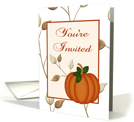 You're Invited-Pumpkin and Fall Leaves-Custom card (957339)
