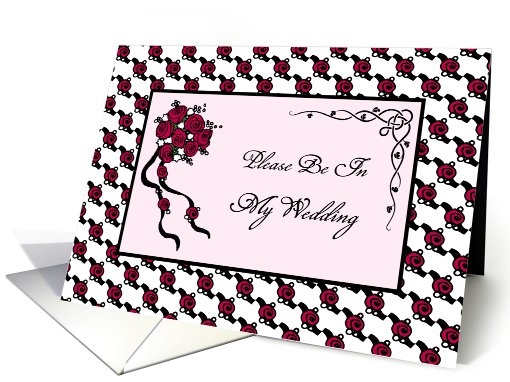 Wedding Attendant Invitation-Roses-Ribbons-Custom card (957391)