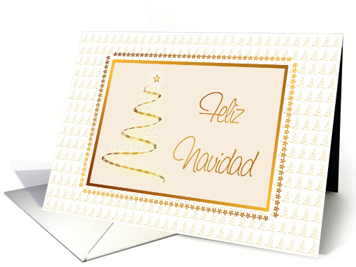 Feliz Navidad Gold Tree Christmas Card-Spanish card (973127)