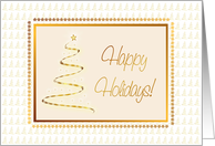 Happy Holidays Gold Tree Christmas Card